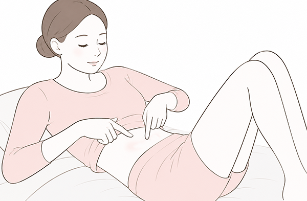 腹直筋離開のセルフチェック方法のイラスト