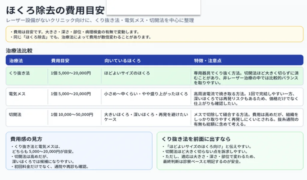 ほくろ除去費用相場
